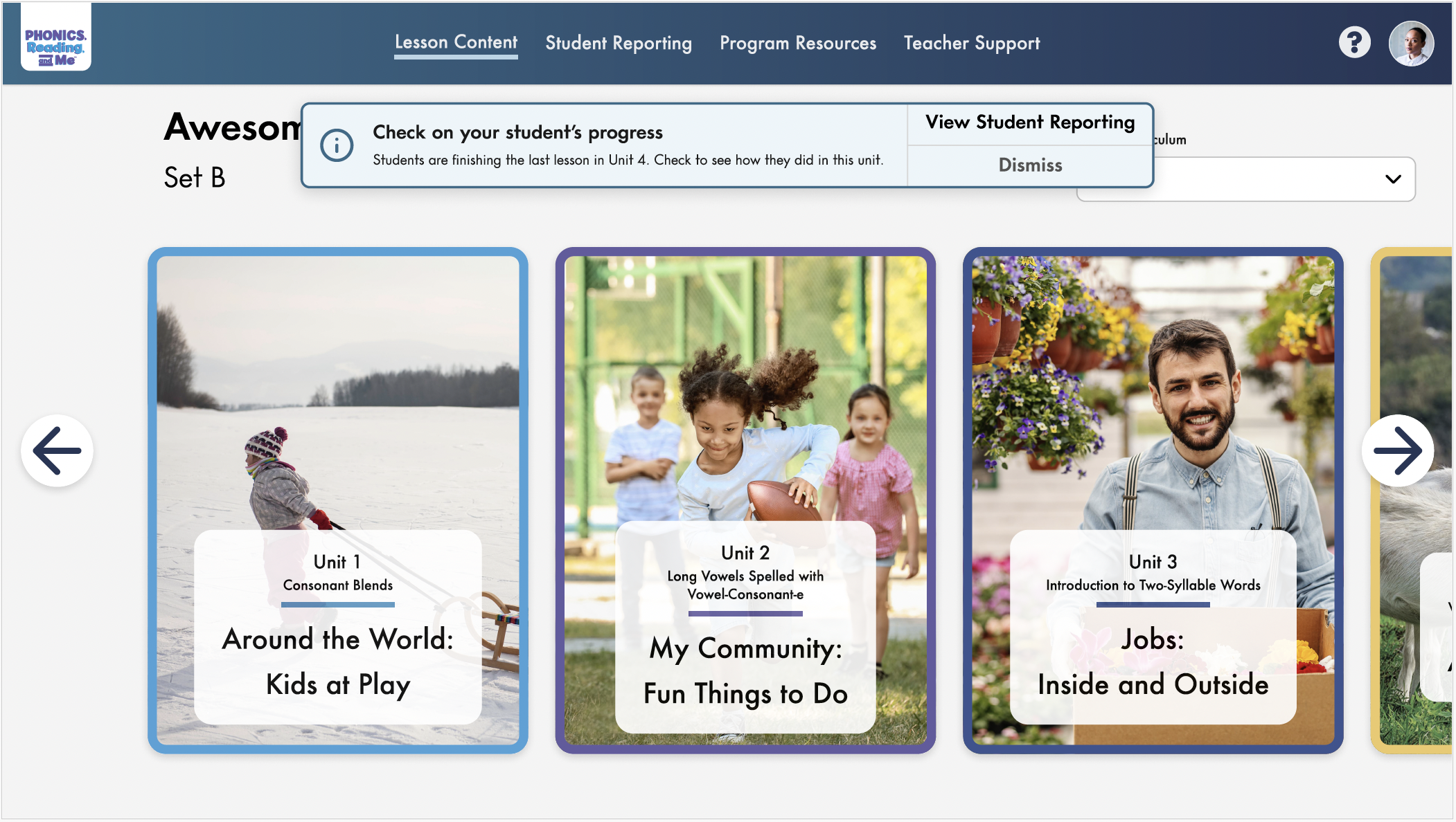 Learning Without Tears dashboard