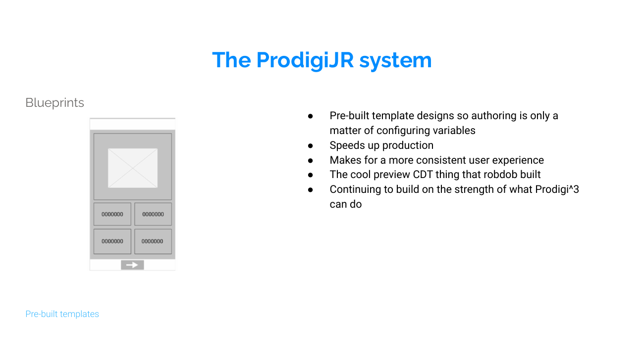 Prodigi Jr blueprint system